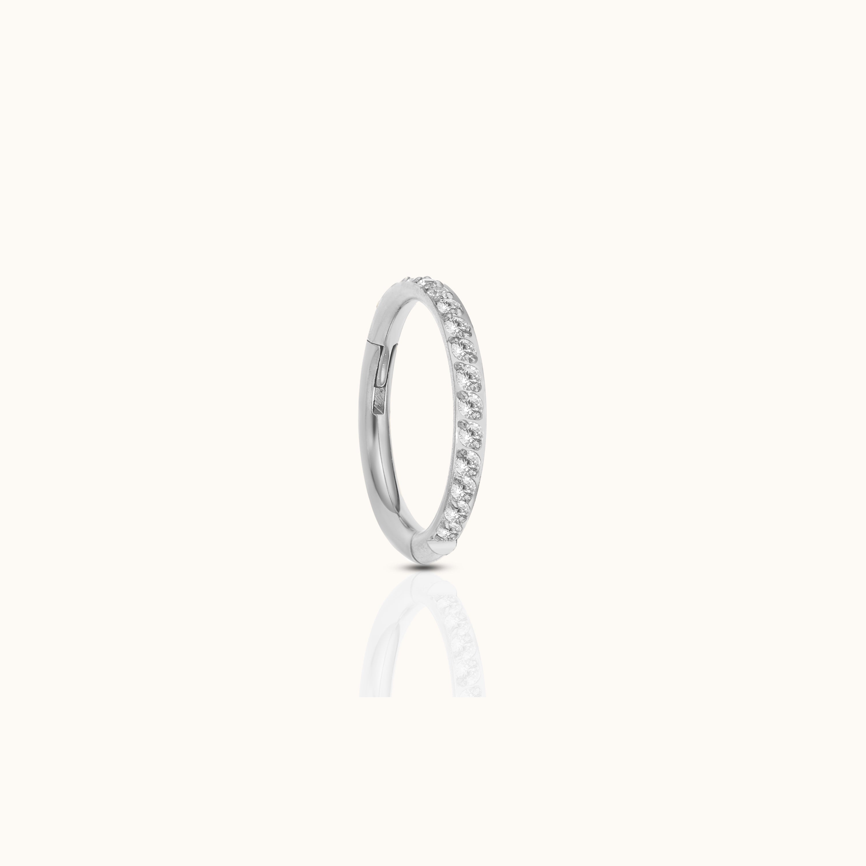 Classic CZ Clicker 6mm Titanium Hinged Hoop Earring