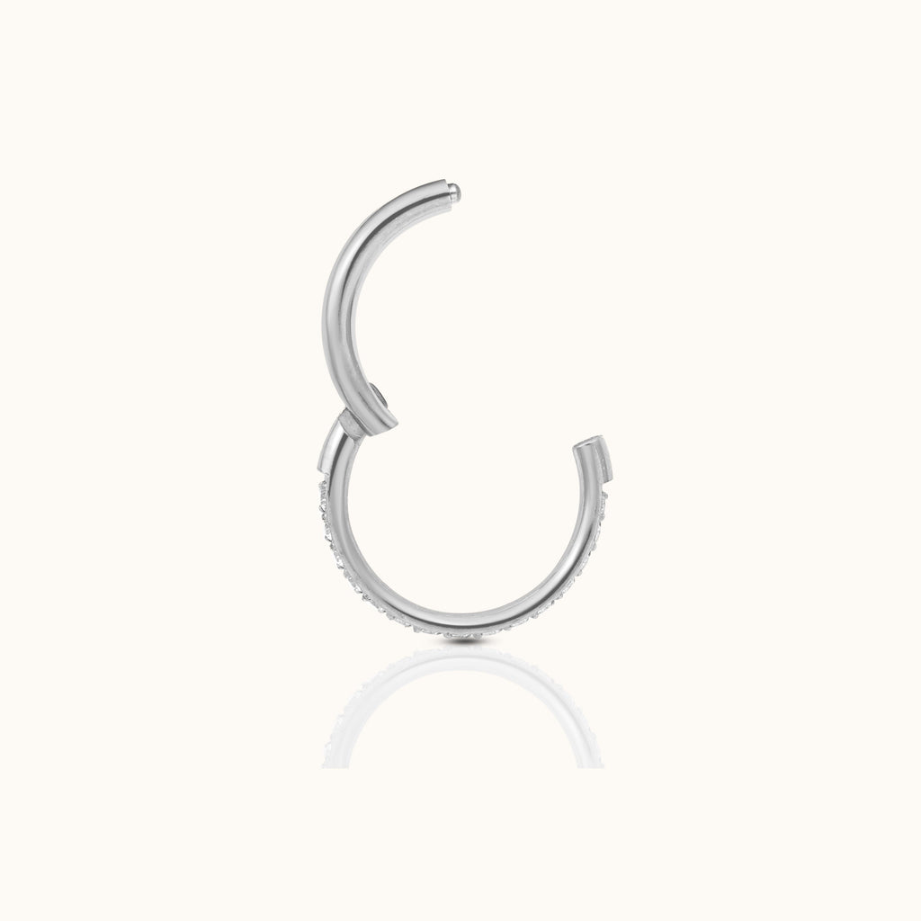 Classic CZ Clicker 6mm Titanium Hinged Hoop Earring