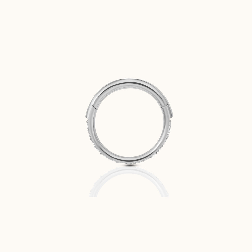 Classic CZ Clicker 6mm Titanium Hinged Hoop Earring