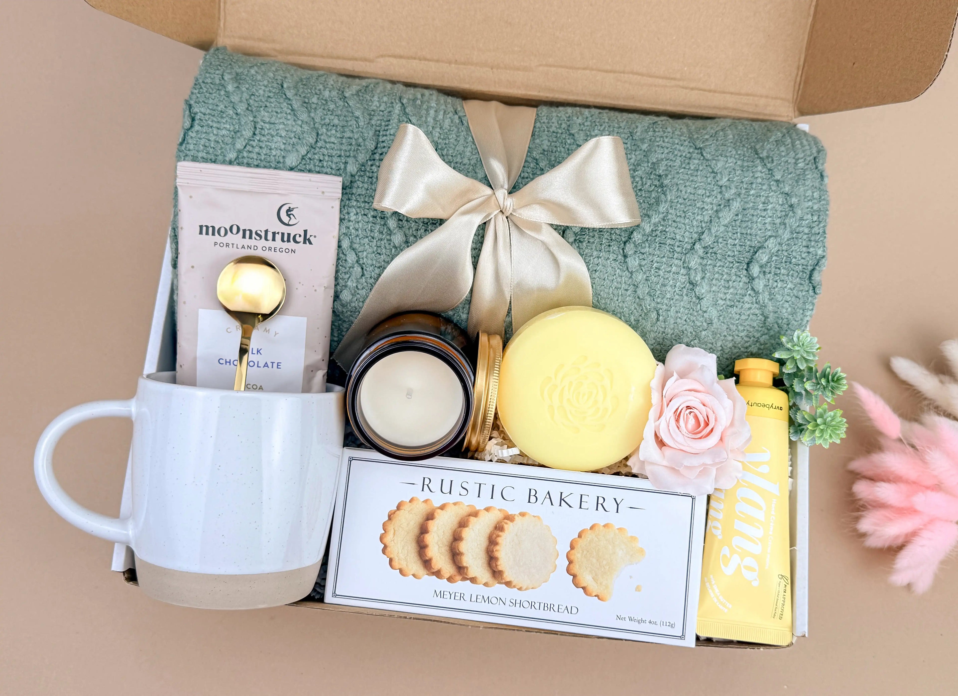 Get Well Soon Gift Boxes – Cozy Blanket & Mug Support Set