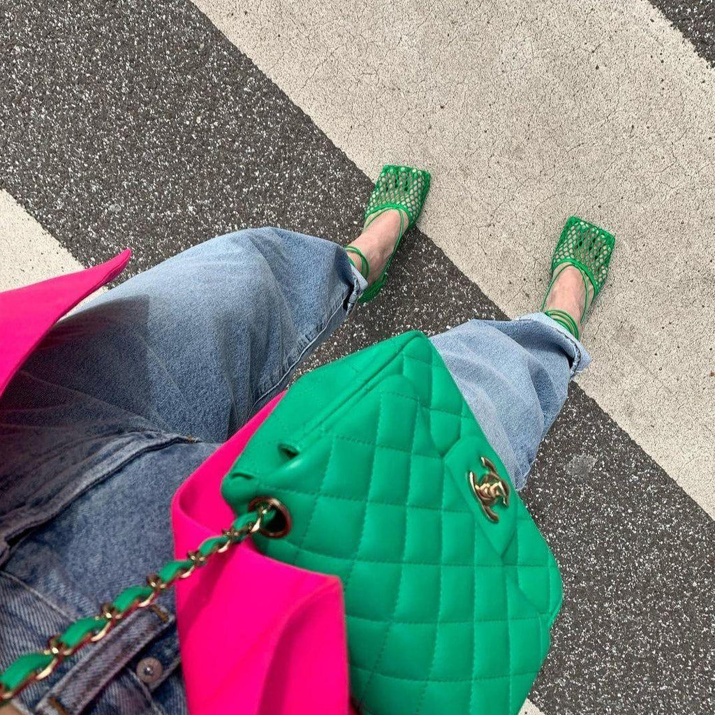 Controversial Square Toe Mesh Green Sandals