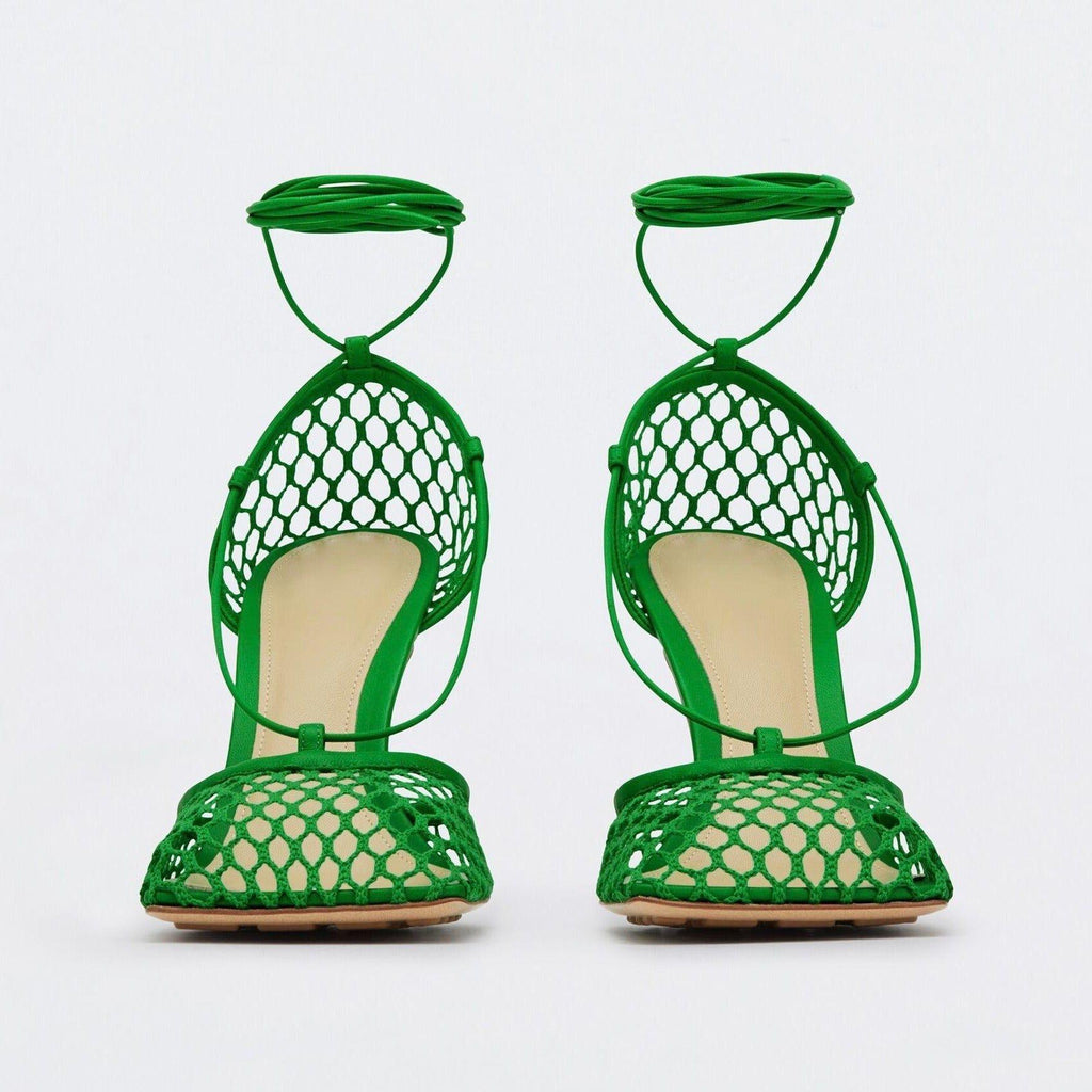 Controversial Square Toe Mesh Green Sandals