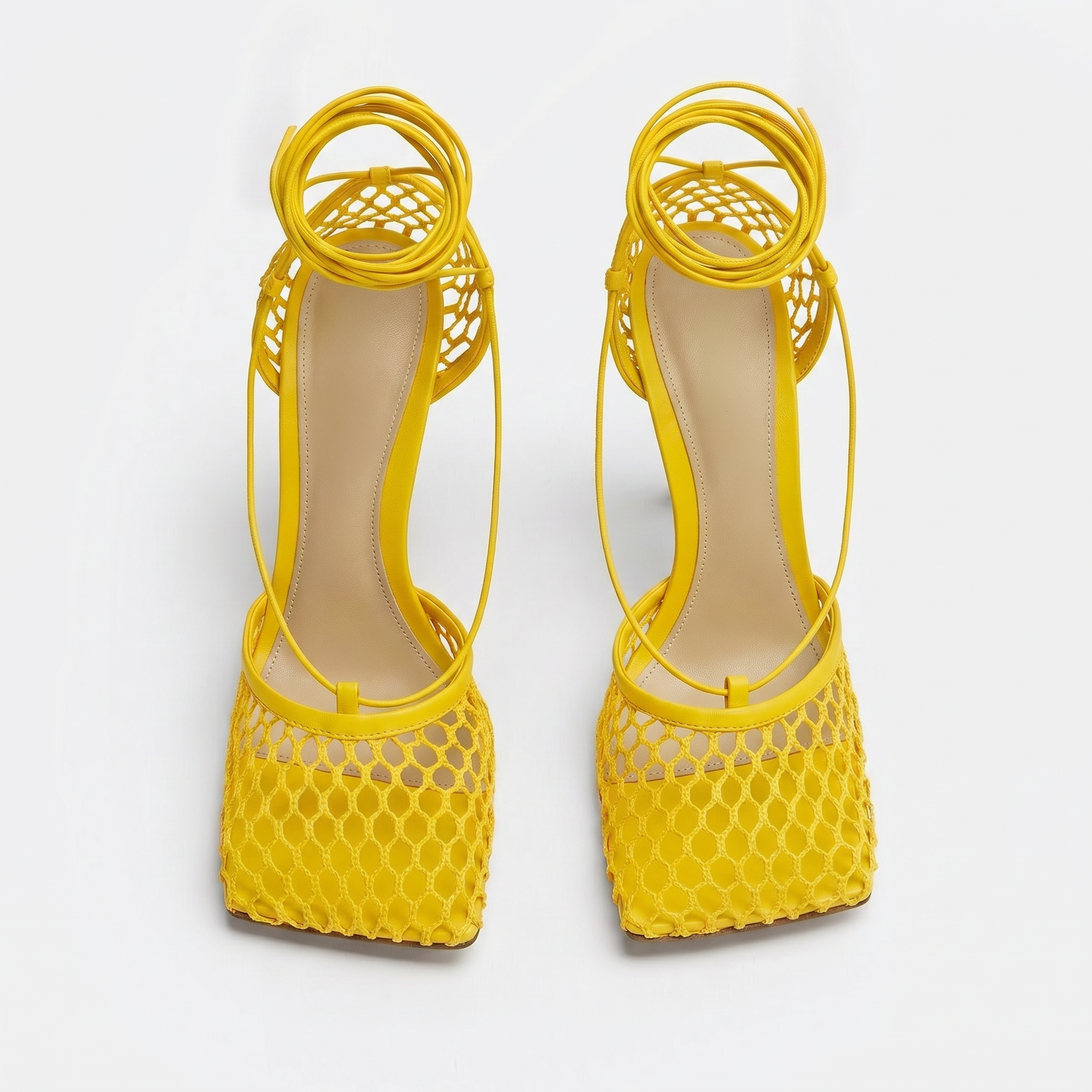 Controversial Square Toe Mesh Yellow Sandals
