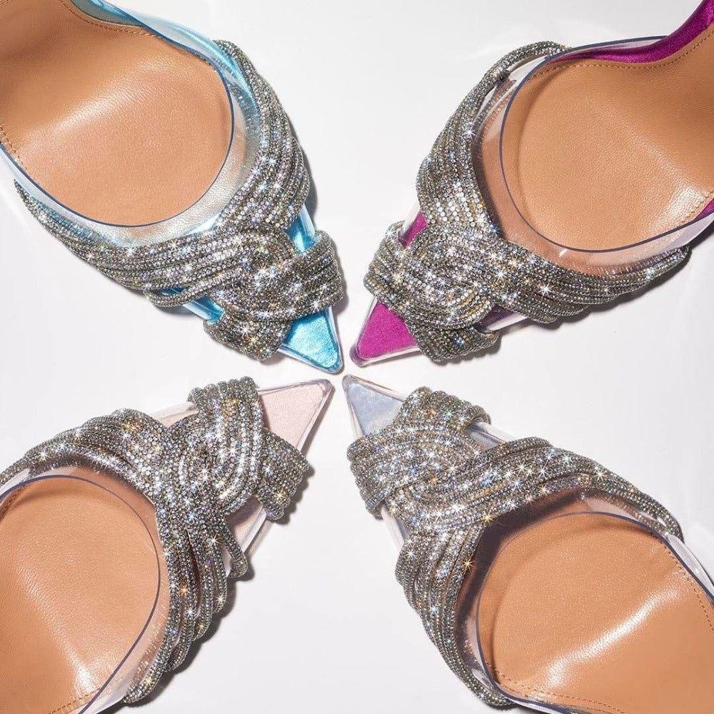 Cosmopolitan Silver Rhinestone Crystal Clear Heels