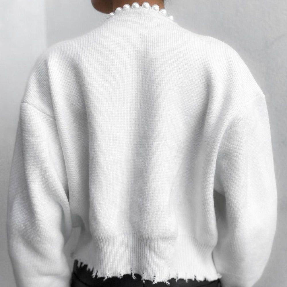 Crave Pearl White Knit Cardigan