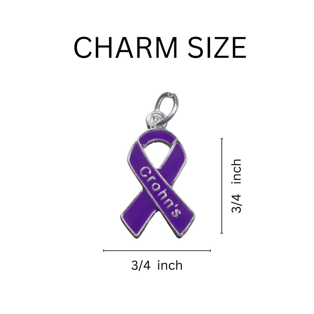 Crohn's Purple Ribbon Chunky Charm Bracelets