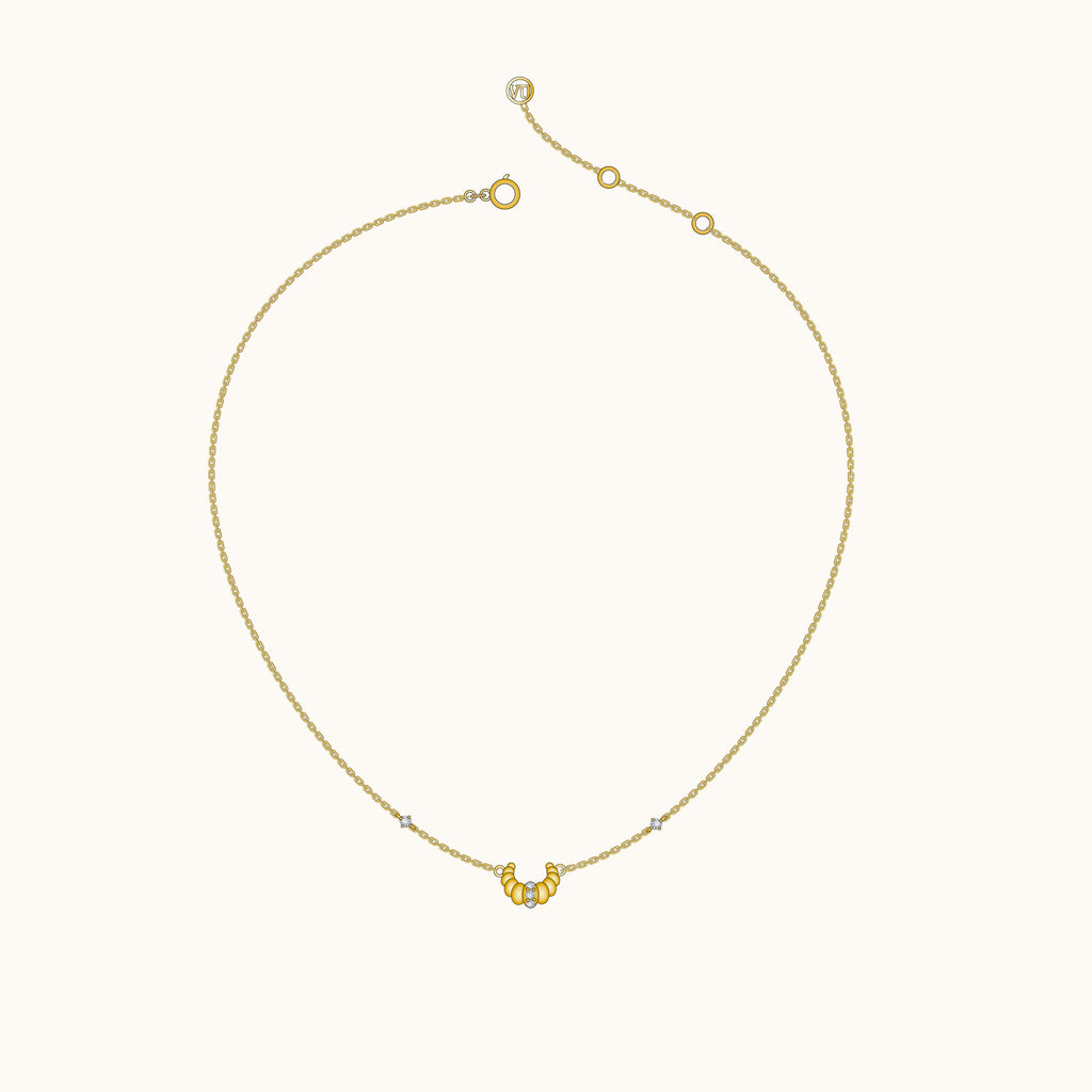 Croissant Dainty CZ Dome Pendant Necklace