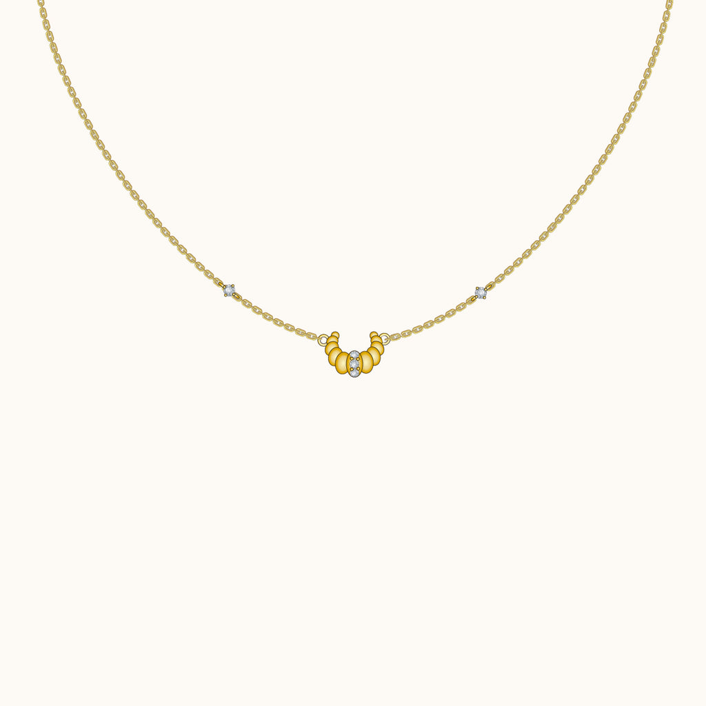 Croissant Dainty CZ Dome Pendant Necklace