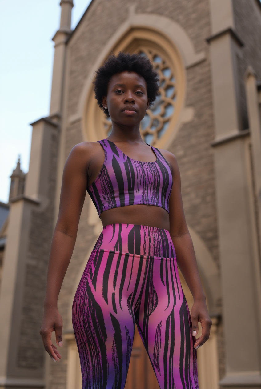 Cyberpunk Woodgrain Sherbert High Waist Leggings