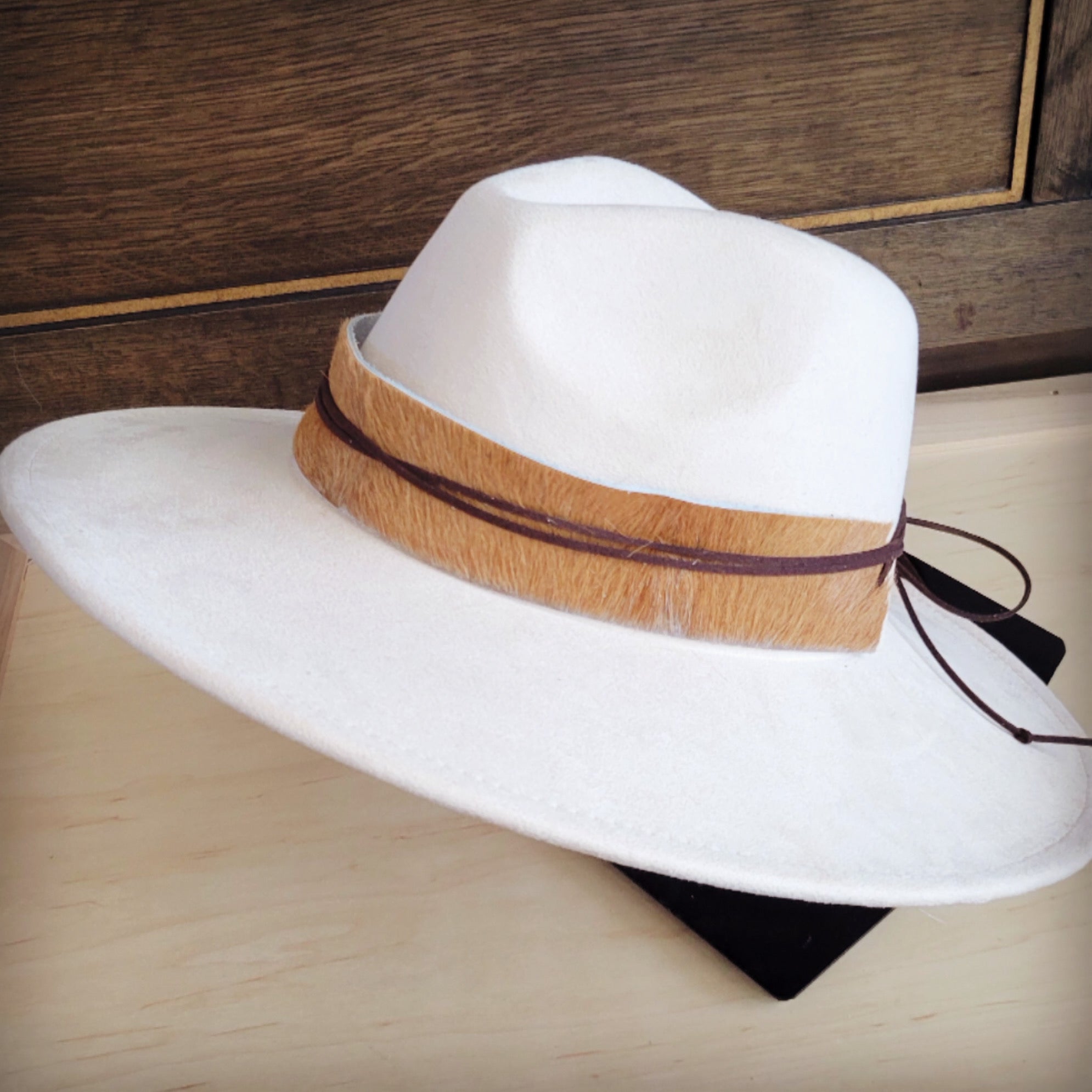 Wide Hair Hide Leather Tan Hat Band Only 954h