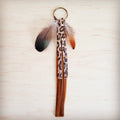Boho Western Leather Boot Bling Charm w/ Leopard Fringe 500y