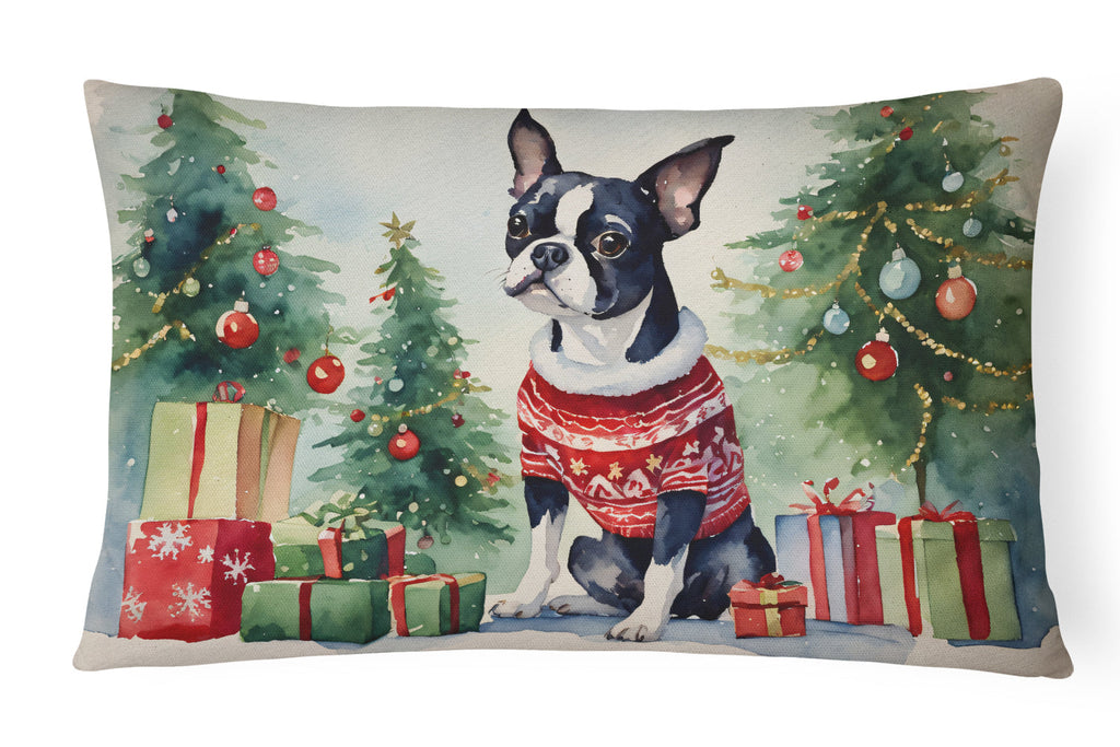 Boston Terrier Christmas Fabric Decorative Pillow DAC1276PW1216