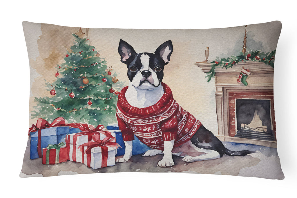 Boston Terrier Christmas Fabric Decorative Pillow DAC1277PW1216