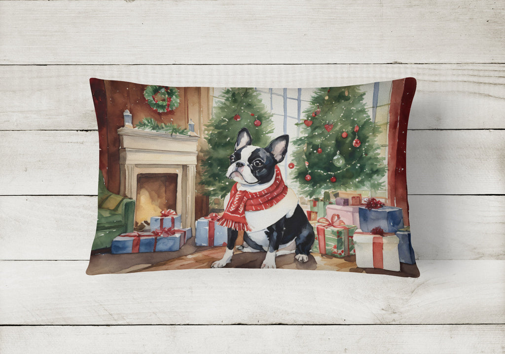Boston Terrier Christmas Fabric Decorative Pillow DAC1279PW1216
