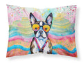 Boston Terrier Hippie Dawg Standard Pillowcase – Artistic Decorative Front, White Back DAC2467PILLOWCASE