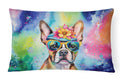 Boston Terrier Hippie Dawg Fabric Decorative Pillow DAC2468PW1216