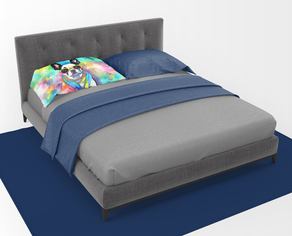 Boston Terrier Hippie Dawg Standard Pillowcase – Artistic Decorative Front, White Back DAC2469PILLOWCASE