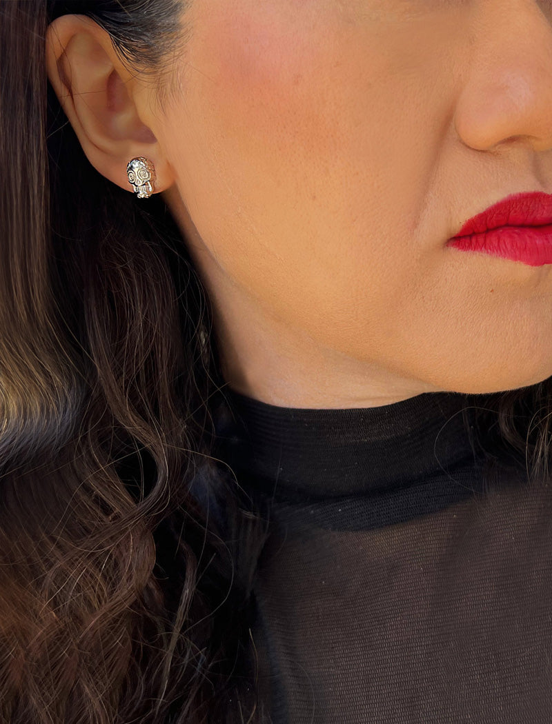DAY OF THE DEAD Skull Stud Earrings | 925 Sterling Silver