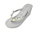 Shell Beach-Rhine Stone Embellished Women's High Wedge Flip Flops Sandal