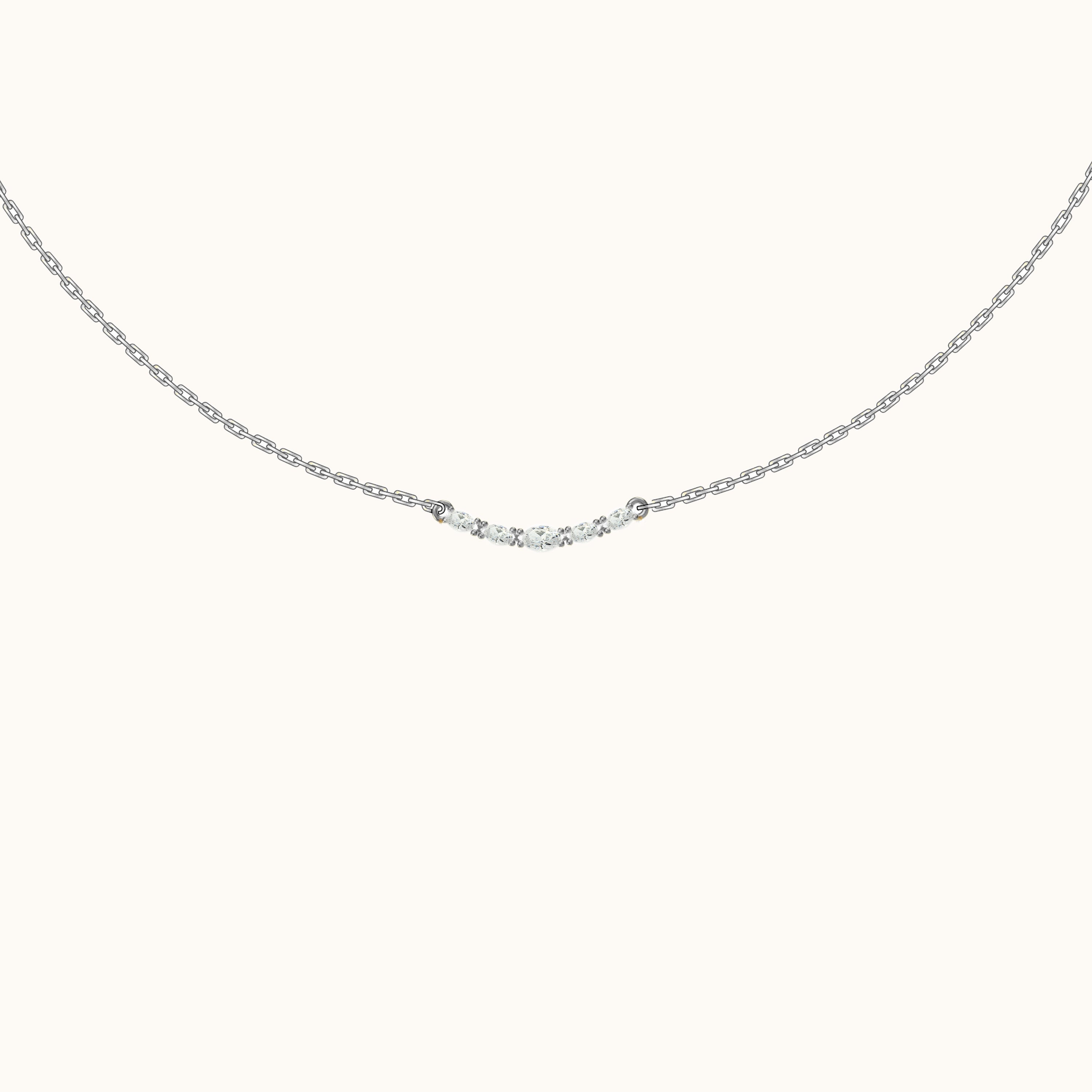 Dainty CZ Pave Smiley Bar Necklace