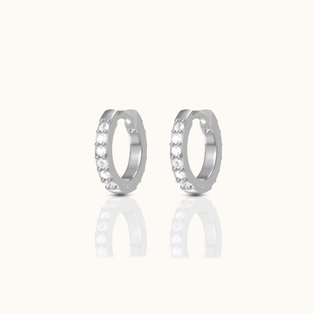 Dainty White Zircon Huggie Hoops