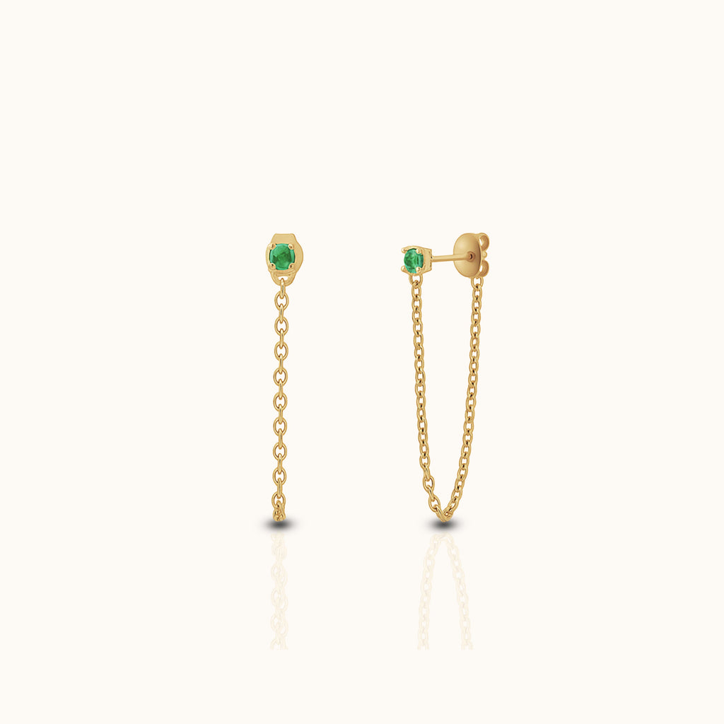 Dainty CZ Chain Stud Earrings