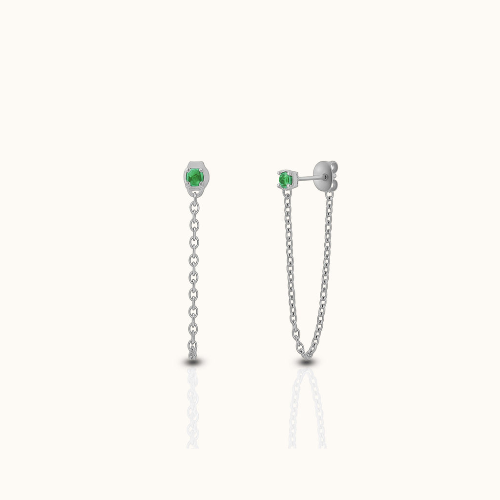 Dainty CZ Chain Stud Earrings