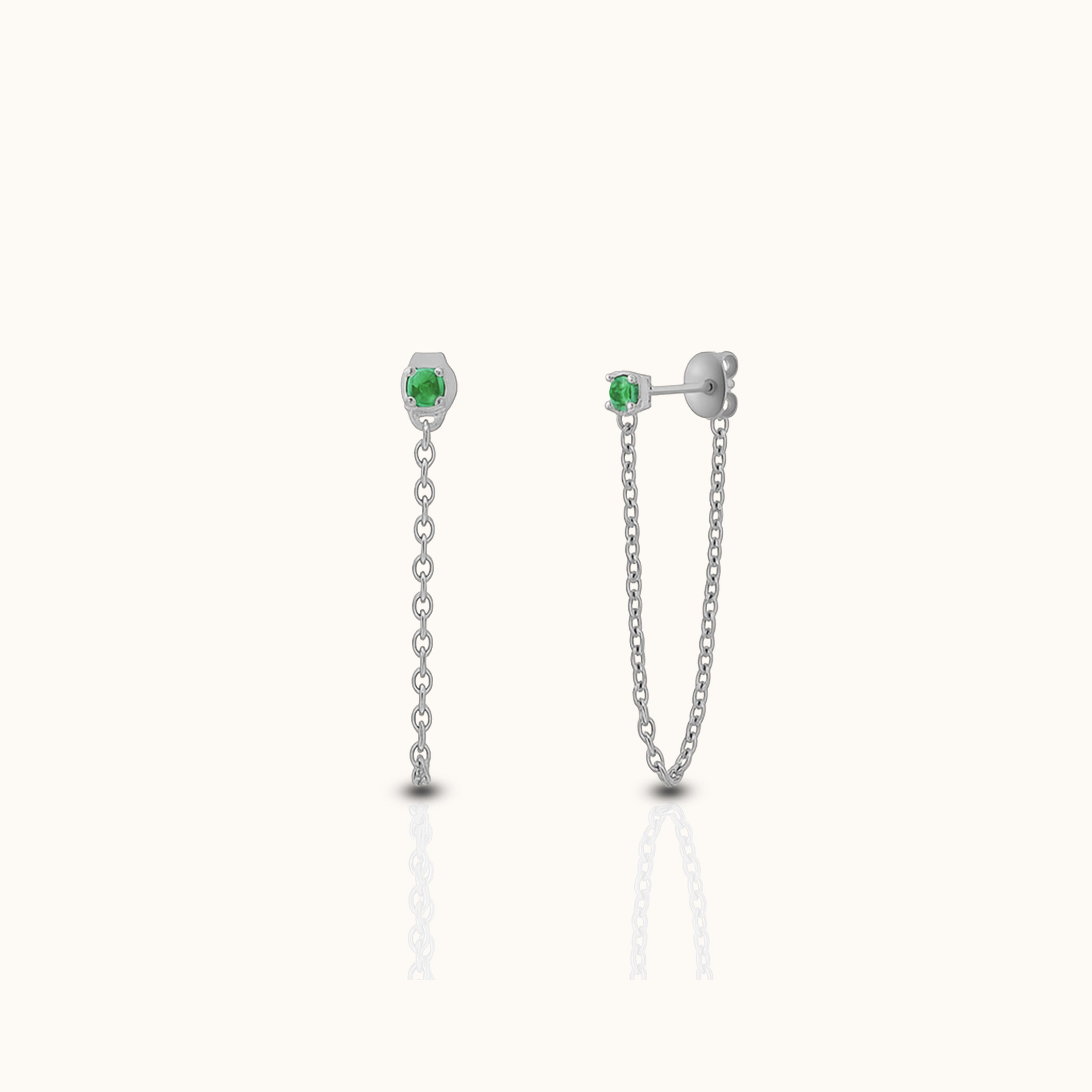 Dainty CZ Chain Stud Earrings