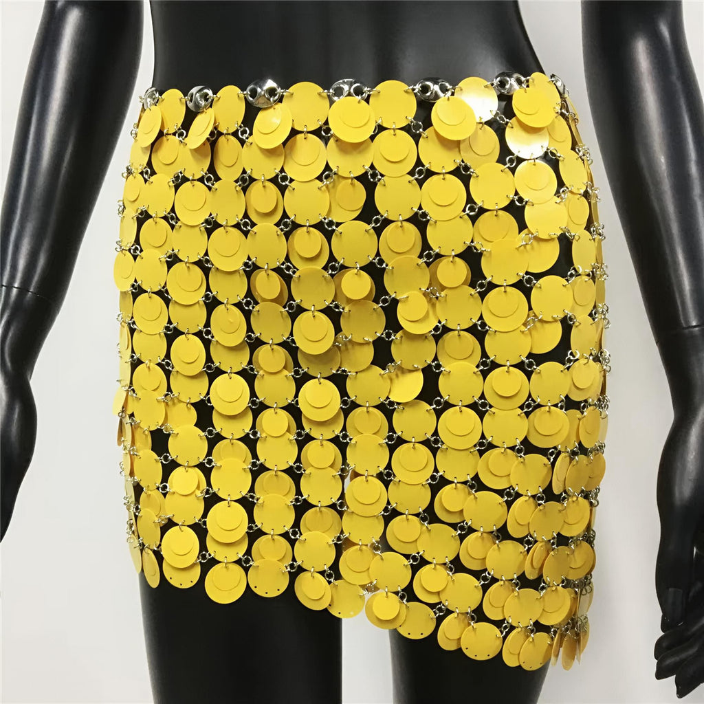 Date Me Now Yellow Sequin Mini Skirt