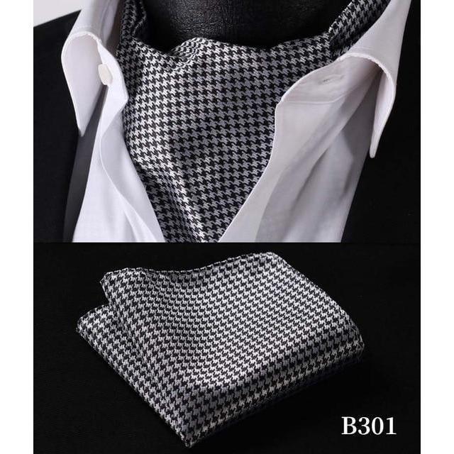 Dazzling Grey Silk  Ascot/Cravat Tie & Handkerchief