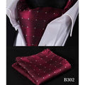 Dazzling Red Silk Ascot/Cravat Tie & Handkerchief