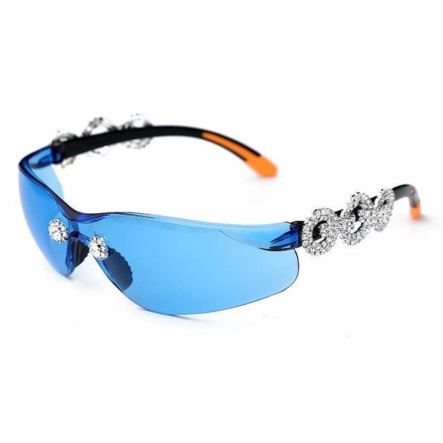 Diamond Coated Semi-Rimless Sunglasses Collection - 3 Colors