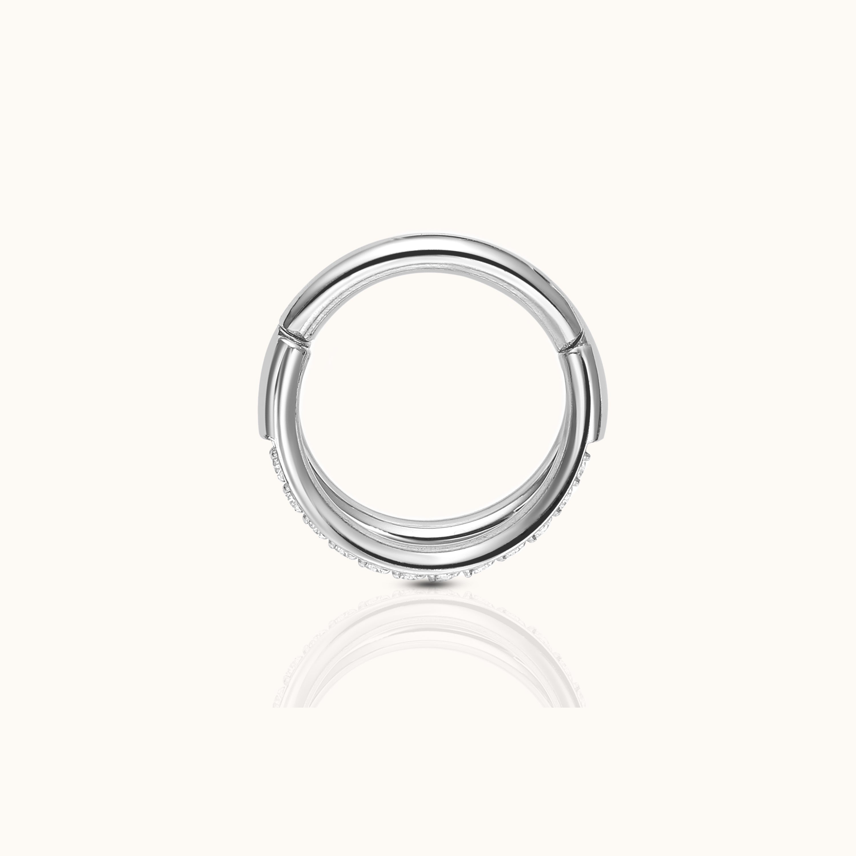 Double Circle CZ Pave Clicker Titanium Hinged Hoop Earring