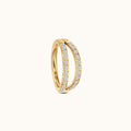 Double Circle CZ Pave Clicker Titanium PVD Gold Hinged Hoop Earring
