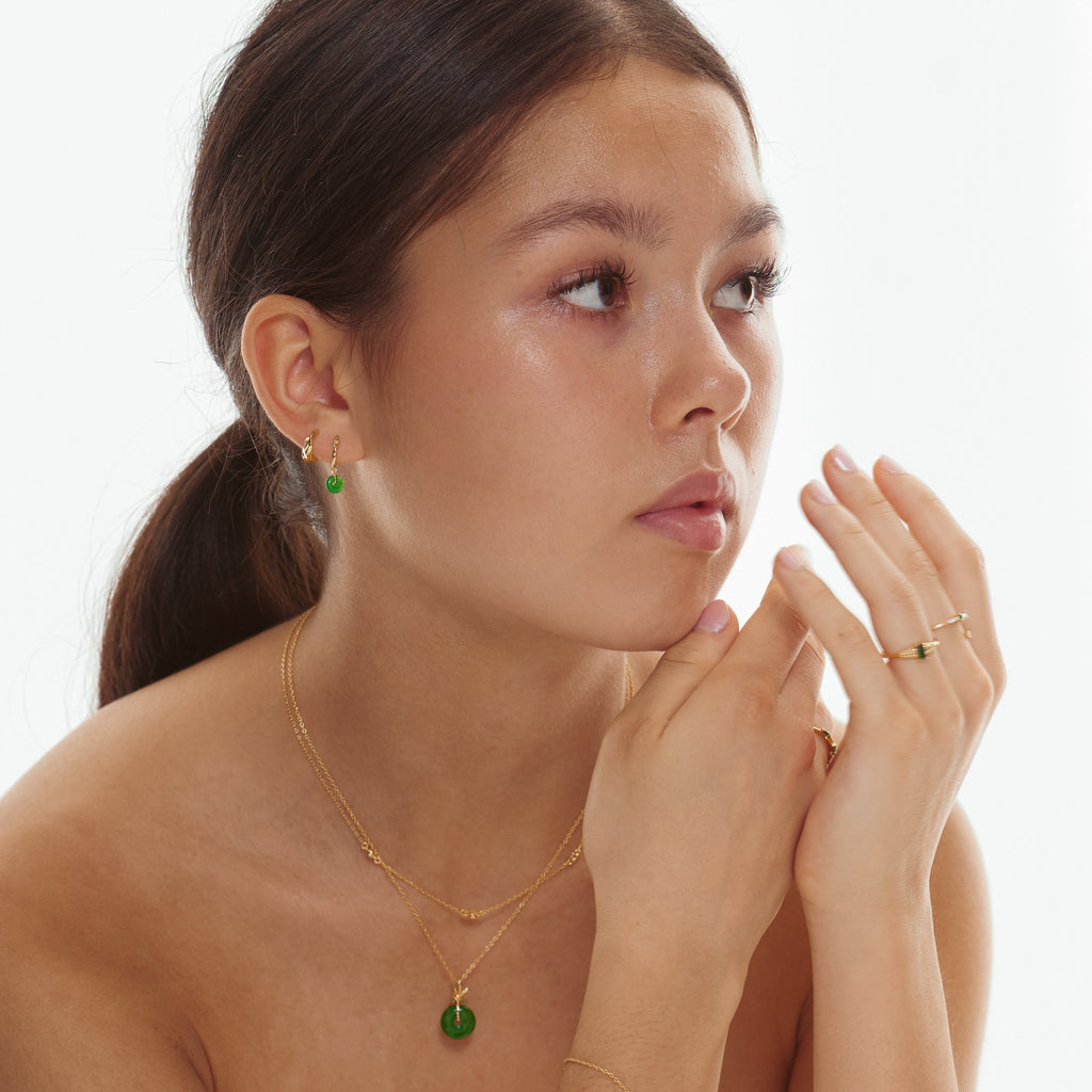 Knot Necklace with Green Jade