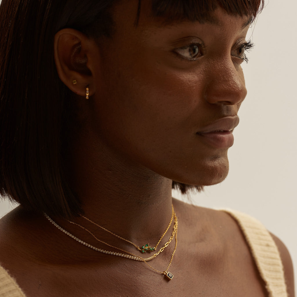 Paperclip Link and CZ Chain Necklace