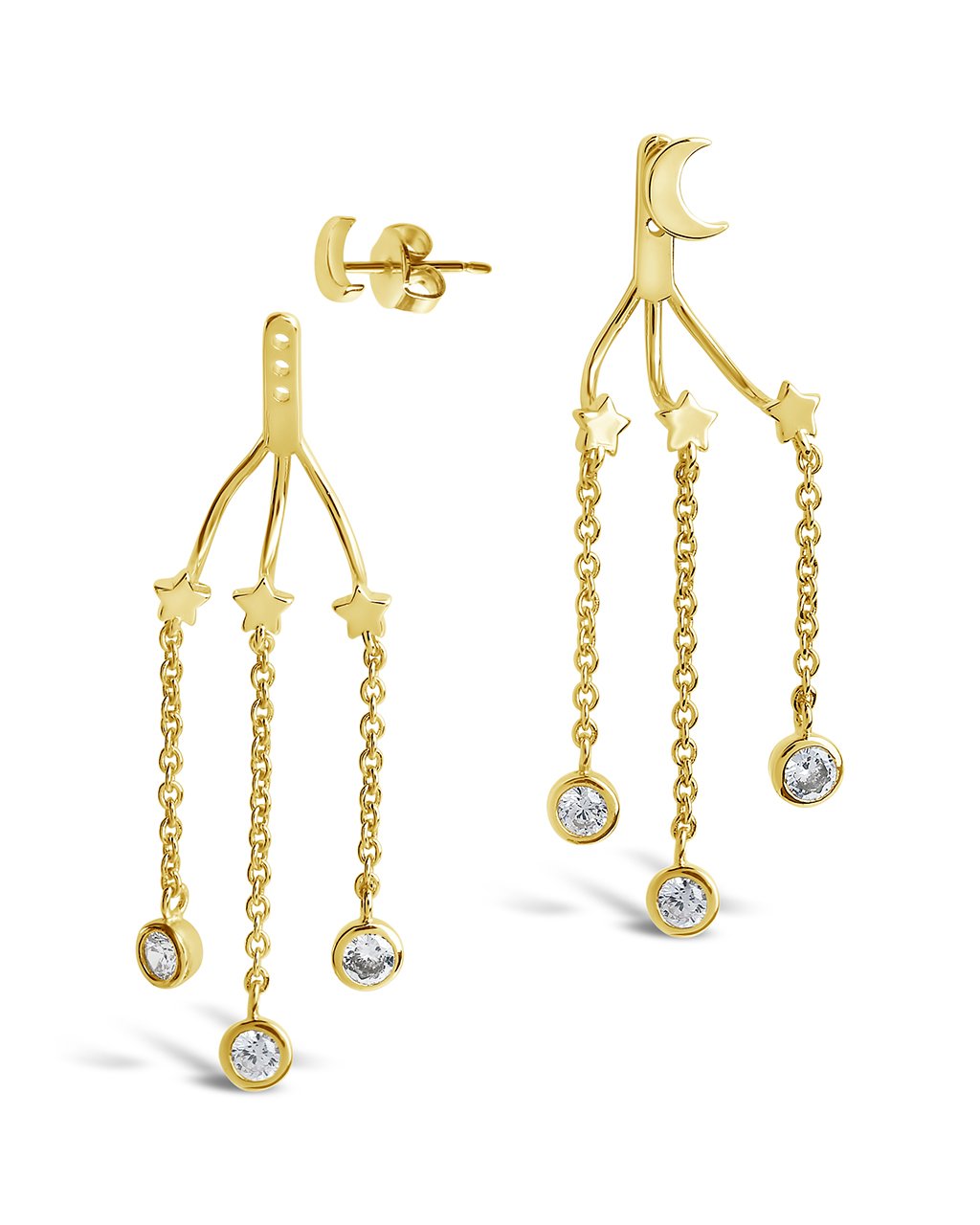 CZ Moon & Star Jacket Earrings