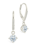 Sterling Silver Matilda Brilliant Cut CZ French Clip Earrings