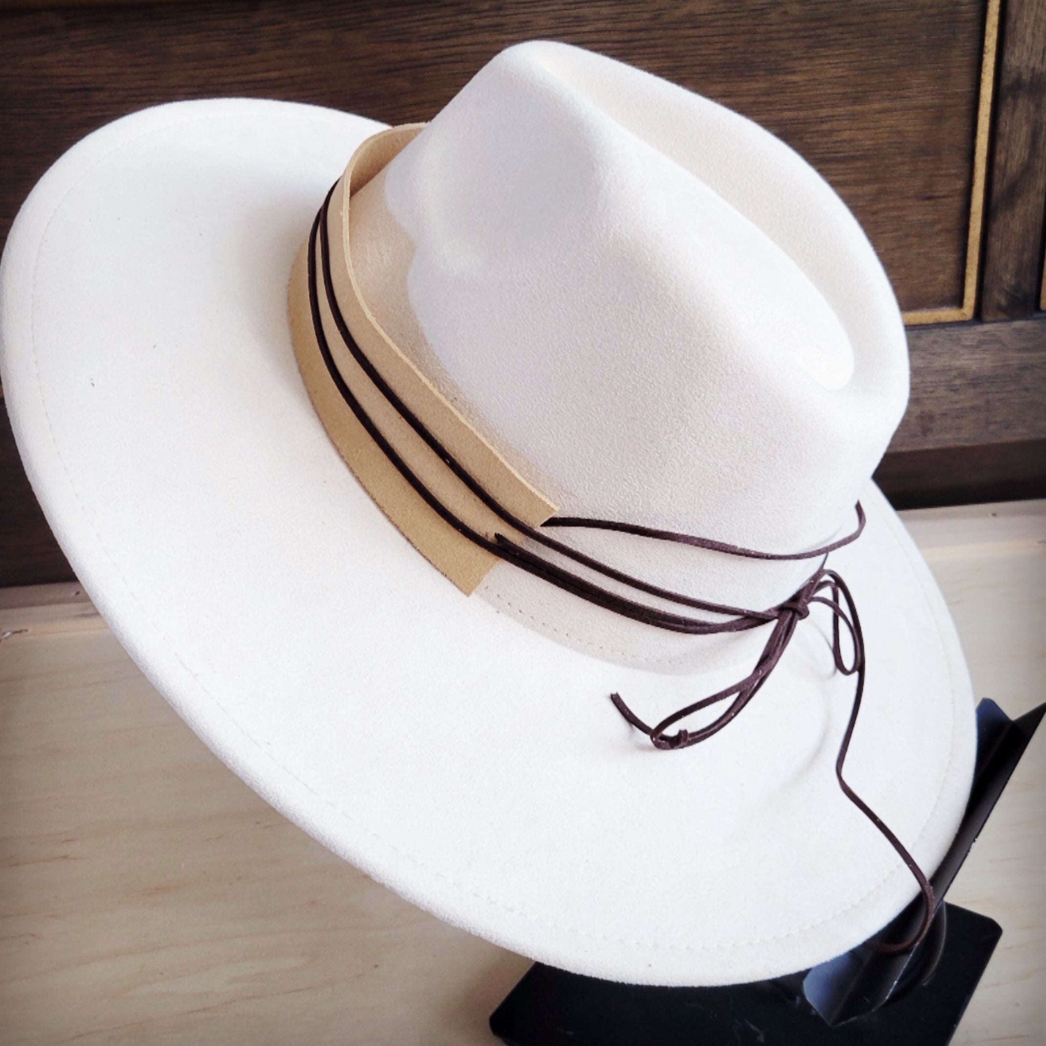 Wide Genuine Leather Bone Suede Hat Band Only 953w