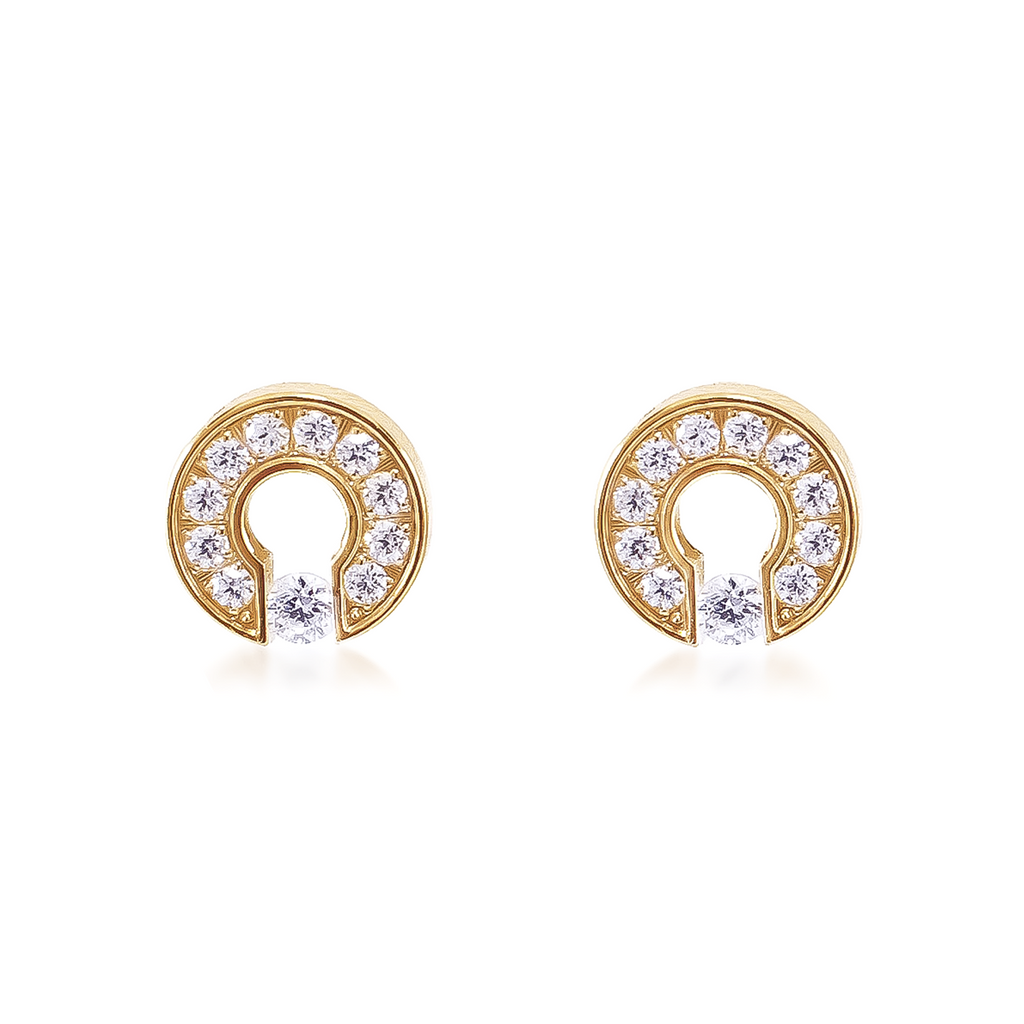 ER118G B.Tiff Gold Pavé Barrel Earrings