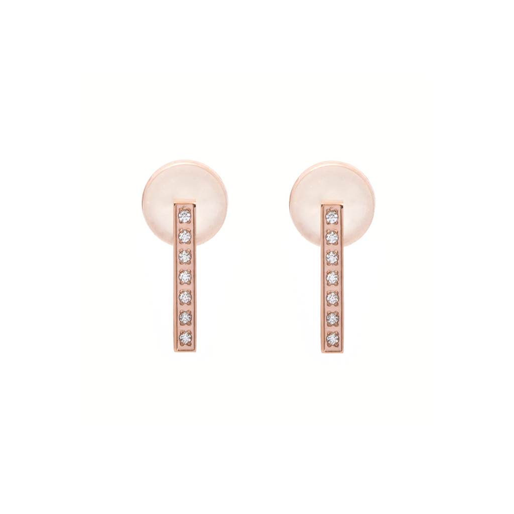 ER246RG B.Tiff Rose Gold Pavé L-Bar Earrings