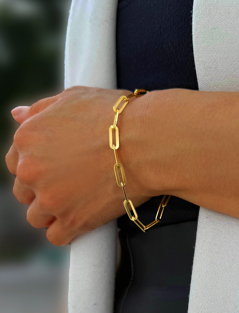 ESSENTIAL Medium Paperclip Link Chain Bracelet | 18K Gold Vermeil