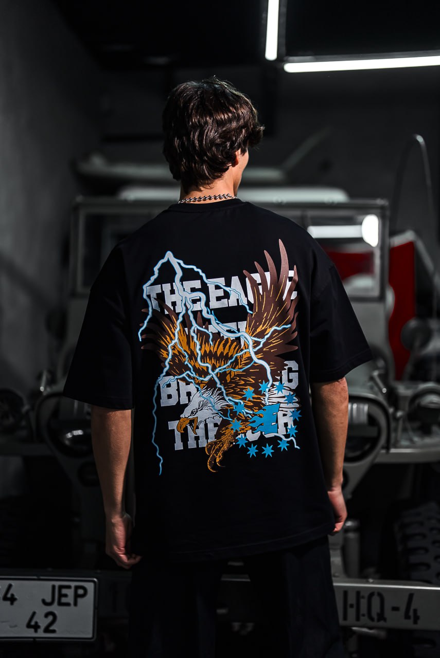 Eagle Lightning Graphic Tee – Bold Print Shirt