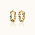 Emerald Green CZ Bezel Set Bead Hoop Earrings