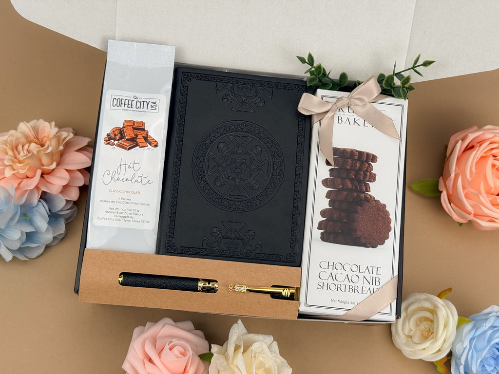 Employee Appreciation Gift Box with Embossed Journal, Pen & Chocolate Treats
