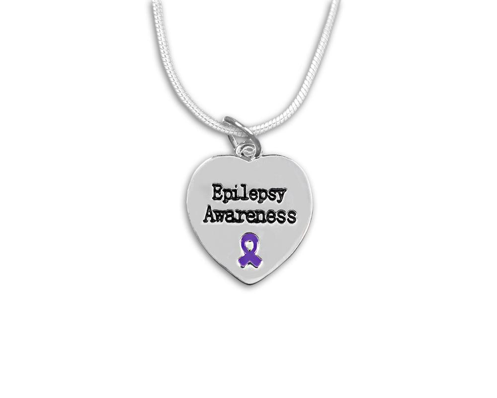 Epilepsy Awareness Heart Necklaces