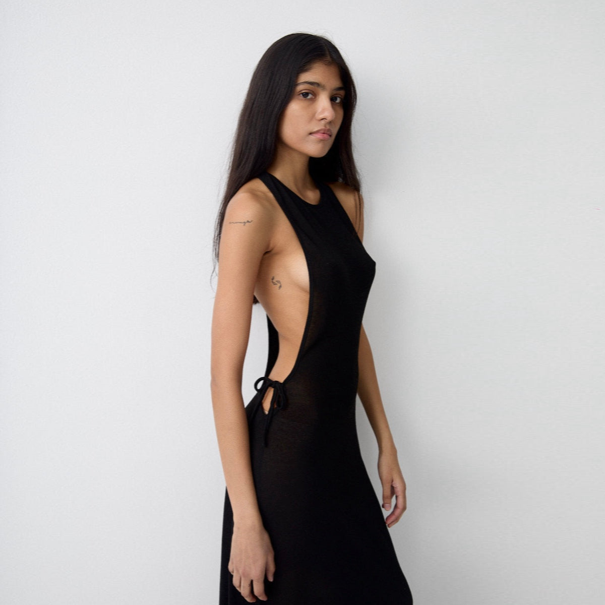 Ethna Backless Open Side Black Maxi Dress