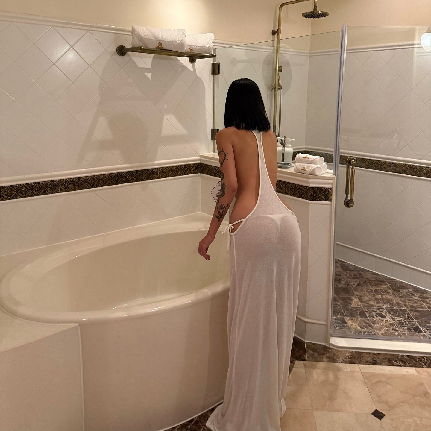 Ethna Backless Open Side White Maxi Dress