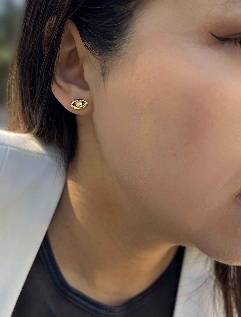 EVIL EYE Stud Earrings | 18K Gold Over Sterling Silver