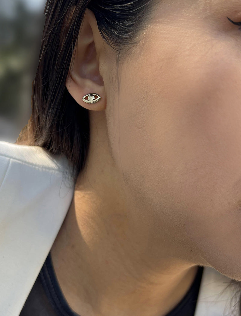 EVIL EYE Stud Earrings | 18K Gold Over Sterling Silver